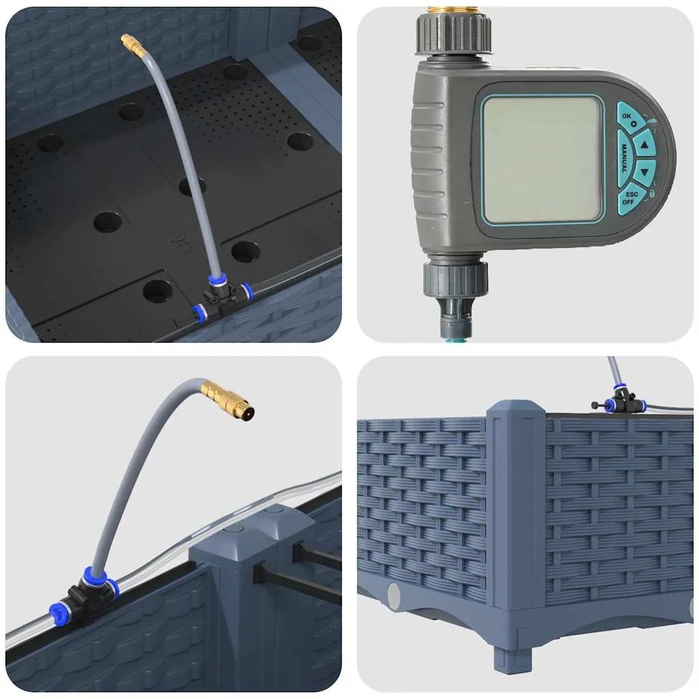 vidaXL Γλάστρα Κήπου 4 pcs Γκρι Ατσάλι