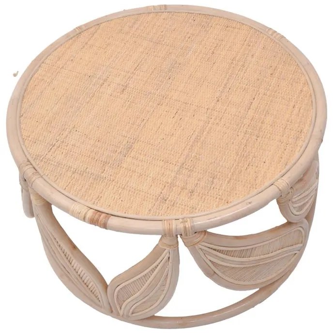 Τραπέζι σαλονιού Siderty rattan pe σε φυσική απόχρωση Φ80x45εκ