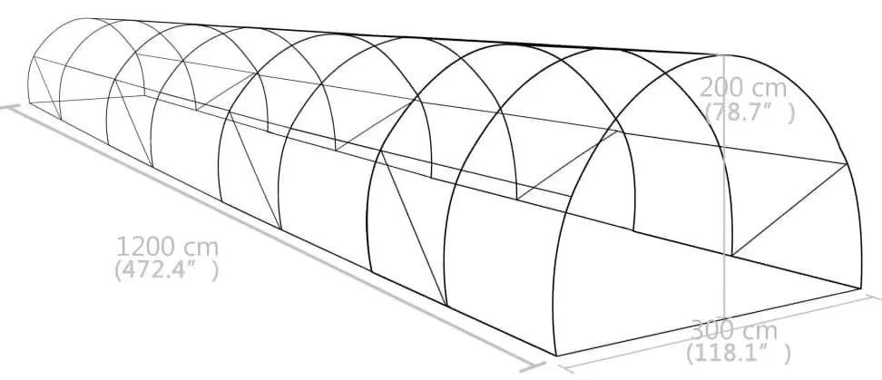 Θερμοκήπιο 36 μ² 1200 x 300 x 200 εκ. - Πράσινο