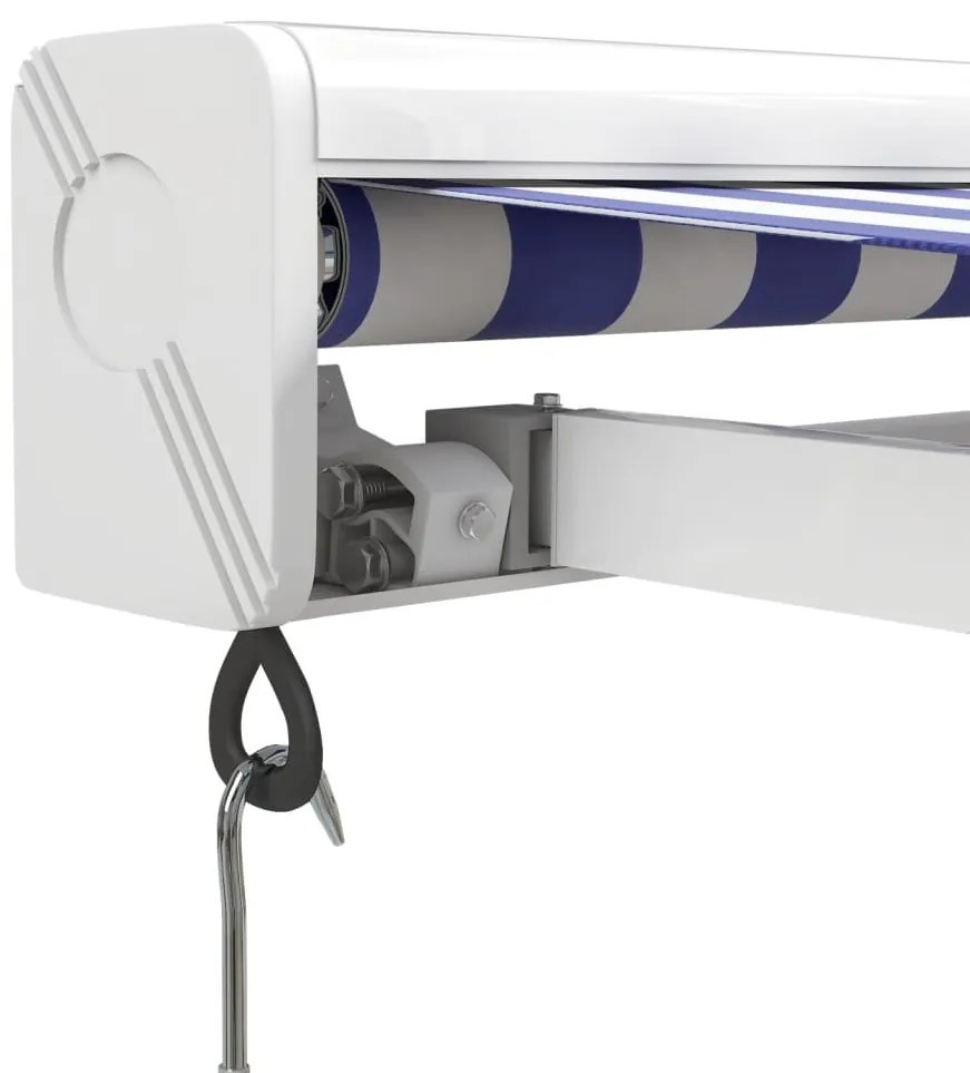 vidaXL Τέντα Πτυσσόμενη Μπλε και Λευκή 4 x 3 μ. Ύφασμα και Αλουμίνιο