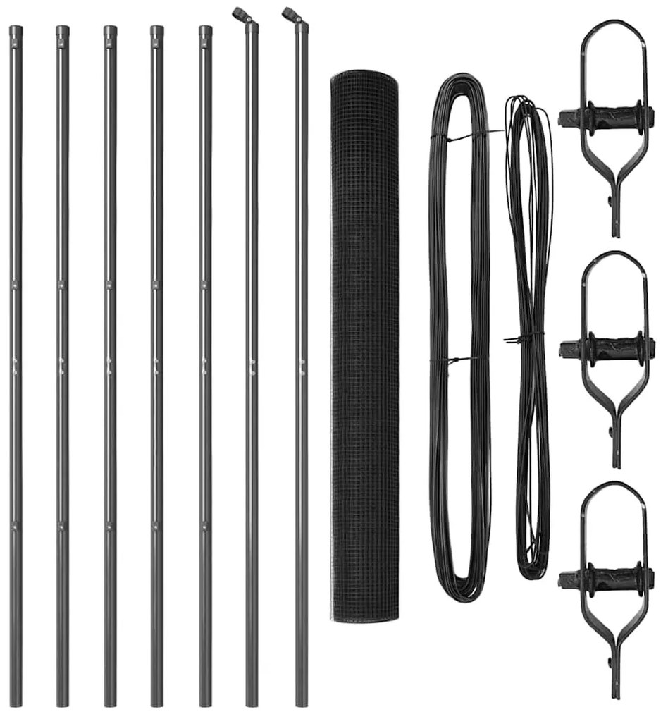 vidaXL Στύλος Περιφράξεων Γκρι 10 x 1 μ (16 x 16 mm πλέγμα) Ατσάλι