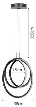 Κρεμαστό φωτιστικό LED 40W 3CCT (by switch on base) σε μαύρο χρώμα D:38cm (6080-BL) - 21W - 50W - 6080-BL