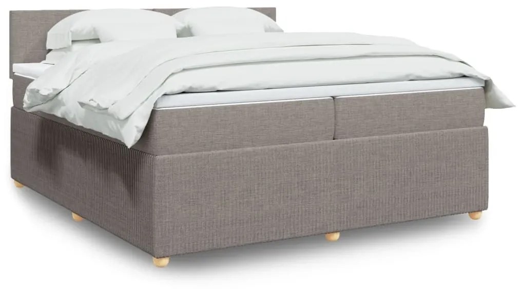 Κρεβάτι Boxspring με Στρώμα Taupe 200x200 εκ. Υφασμάτινο - Μπεζ-Γκρι