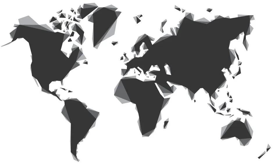 Εικόνα στο φελλό ενός αφηρημένου παγκόσμιου χάρτη σε ασπρόμαυρο - 120x80  wooden