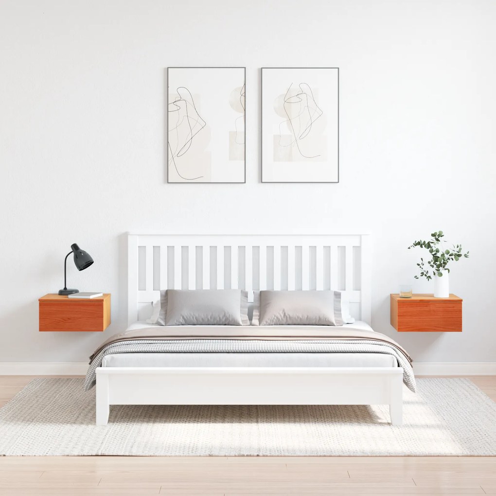 vidaXL Κομοδίνο 2 pcs Καφέ κεριού 37 x 35 x 18.5 εκ Μασίφ ξύλο πεύκου