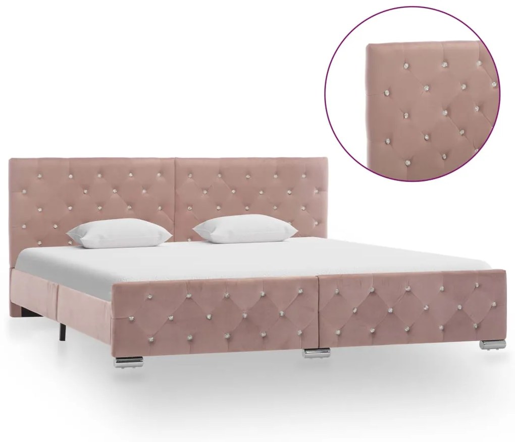 vidaXL Πλαίσιο Κρεβατιού Ροζ 180 x 200 εκ. Βελούδινο