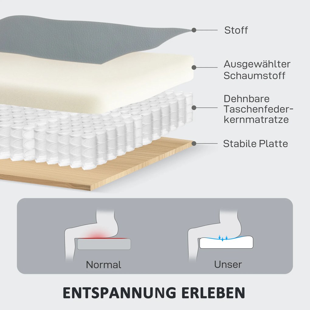 HOMCOM Καναπές 3 θέσεων, αριστερή και δεξιά θέση ανακλινόμενη, ρυθμιζόμενο υποπόδιο, κάλυμμα από τεχνητό δέρμα, για σαλόνι, Σκούρο γκρι