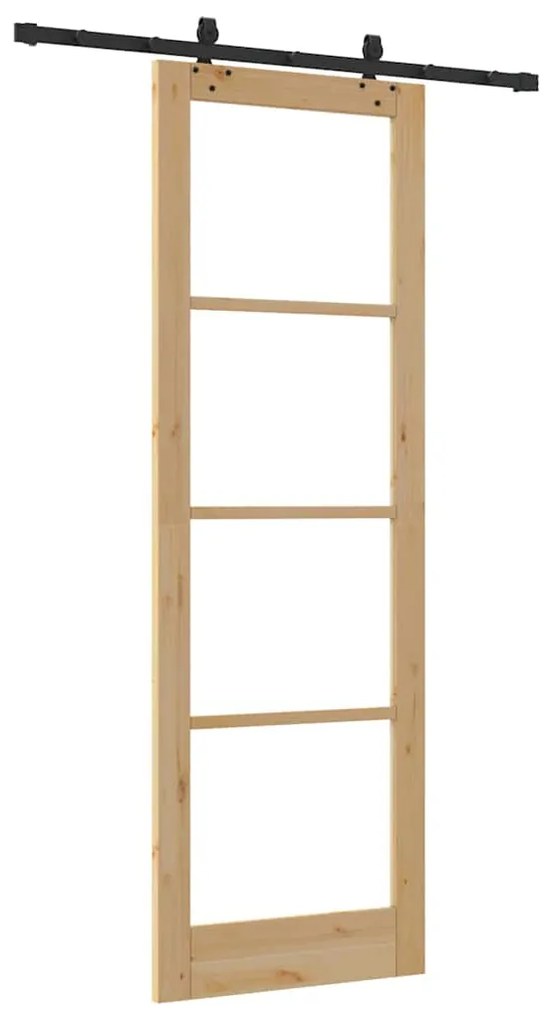 vidaXL Συρόμενη Πόρτα Χειροκίνητος Καφέ 78 x 232 cm Ξύλο και μέταλλο