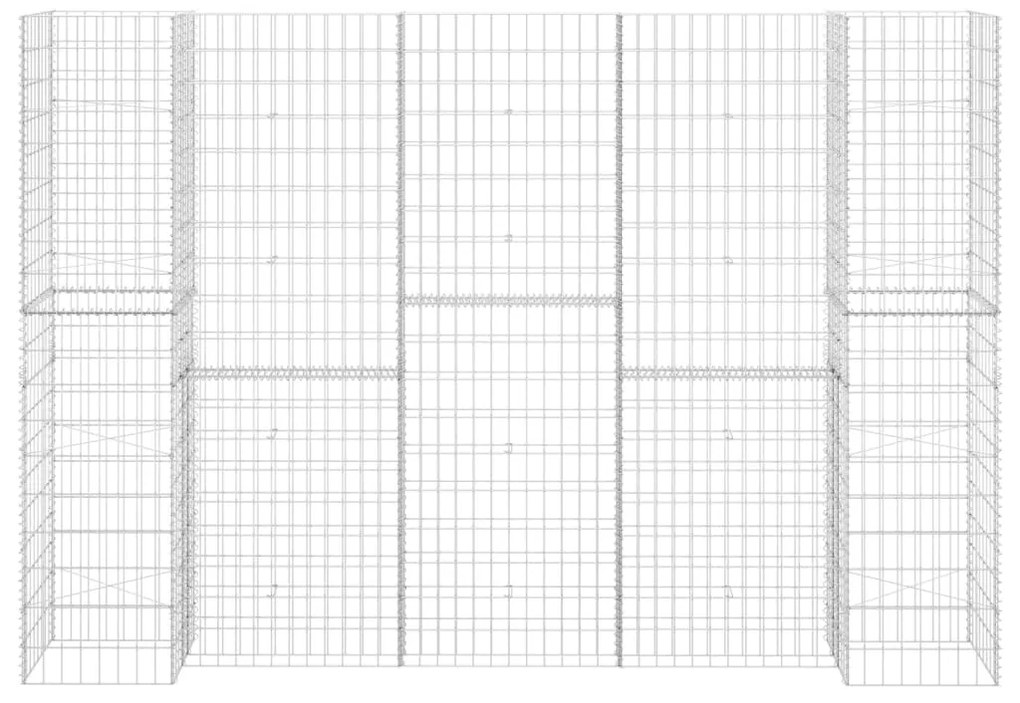 vidaXL Συρματοκιβώτιο Γλάστρα Σχήμα «Η» 260x40x180 εκ. Ατσάλινο Σύρμα