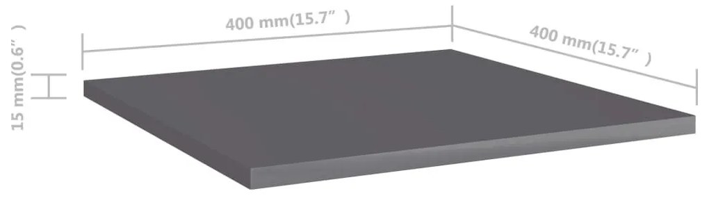 Ράφια Βιβλιοθήκης 8 τεμ. Γυαλ. Γκρι 40x40x1,5 εκ. Επεξ.Ξύλο - Γκρι