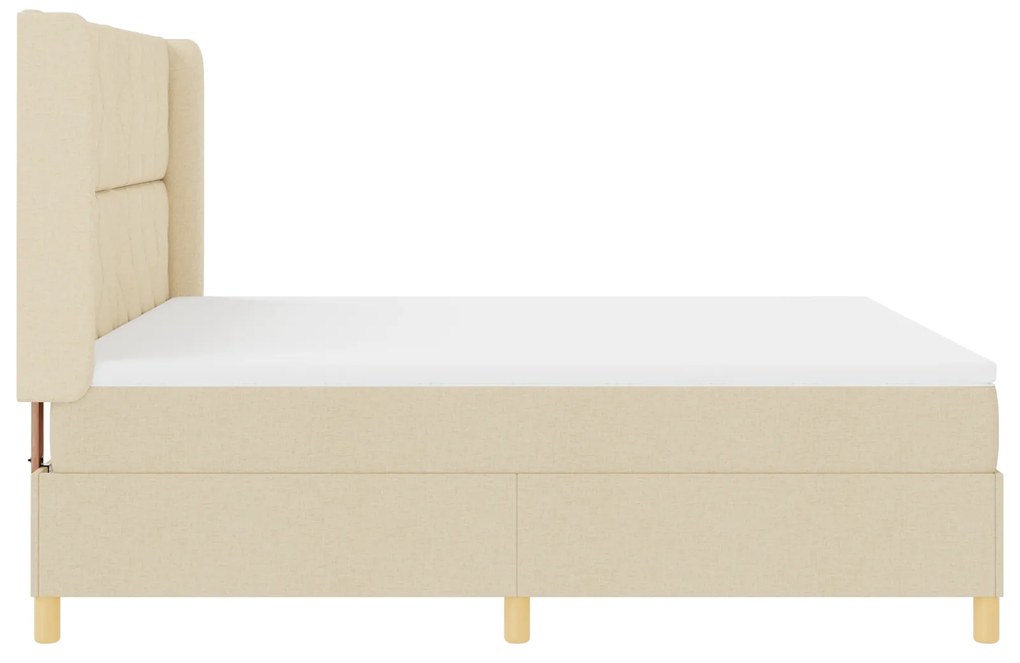 vidaXL Κρεβάτι με ελατήριο με στρώμα Κρεμ 180 x 200 cm ύφασμα