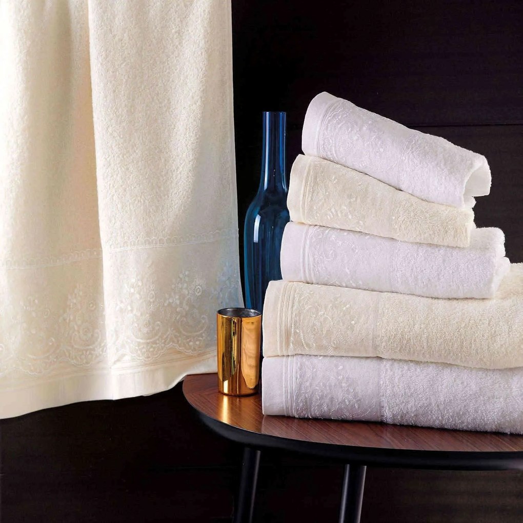 Πετσέτες Σετ Katherine Εκρού 3τμχ. Ρυθμός Towels Set 100% Βαμβάκι