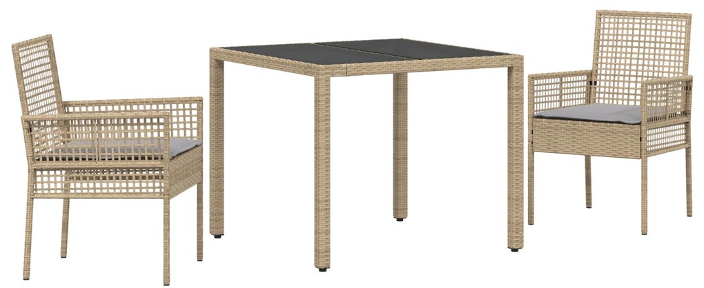 vidaXL Σέτ φαγητού για κήπο 3 pcs Μπεζ 90 x 90 x 75 cm