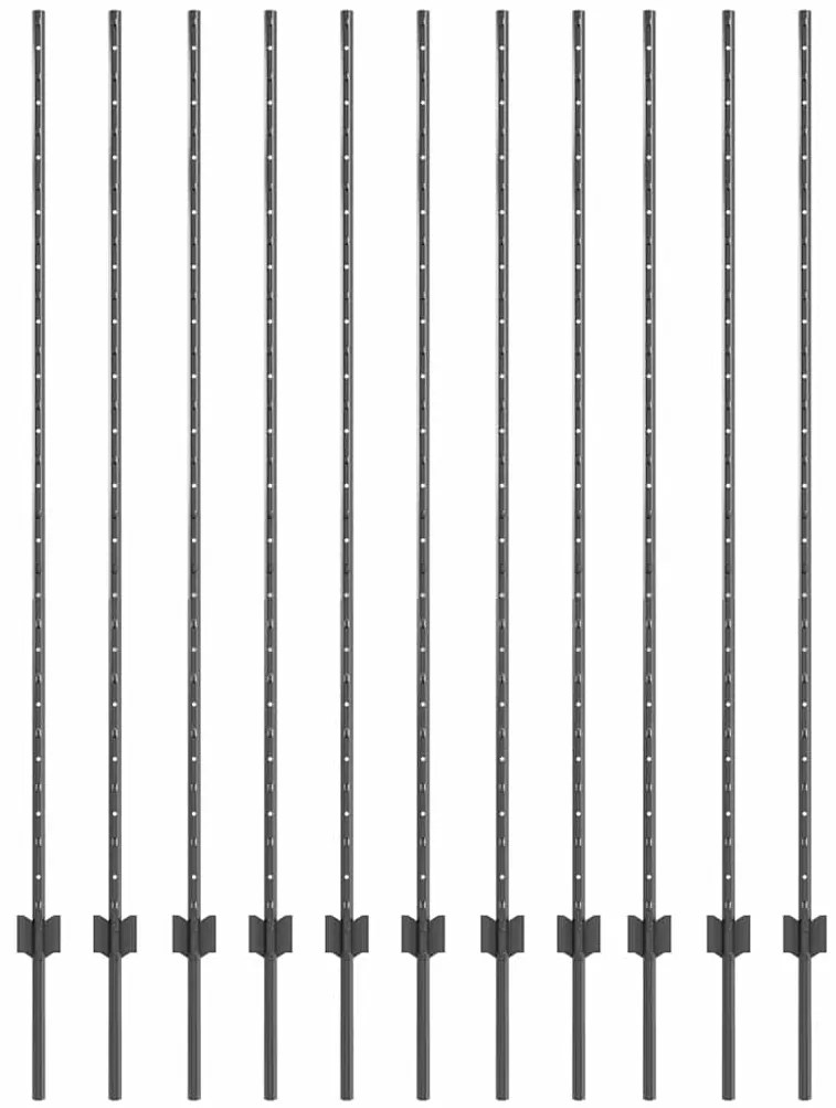 vidaXL Πό posts φράχτη 22 pcs Γκρι 160 cm Ατσάλι