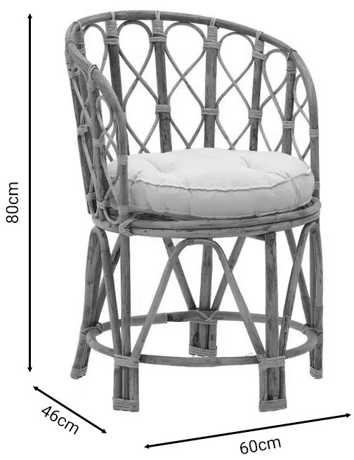 Πολυθρόνα Rostan Inart φυσικό rattan με μαξιλάρι 60x46x80εκ - 309-000001