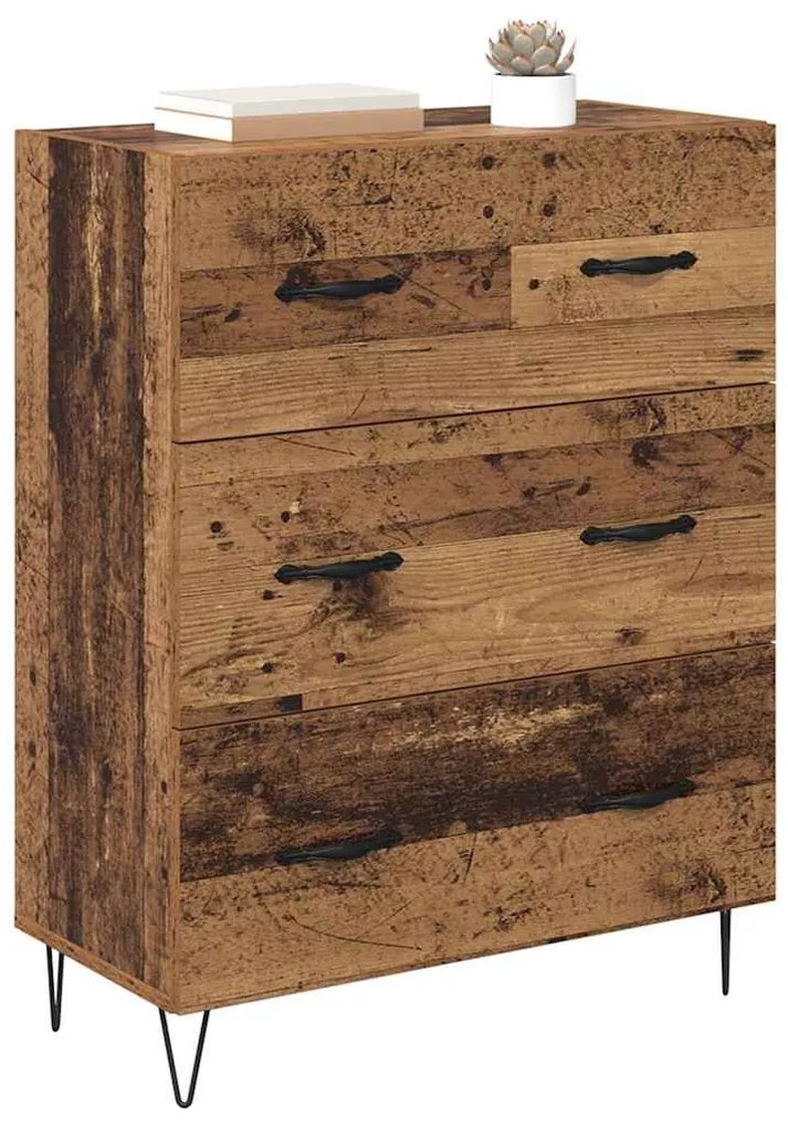 vidaXL Πλαϊνό γραφείο με συρτάρι Παλιό Ξύλο 69,5 x 34 x 90 εκ.