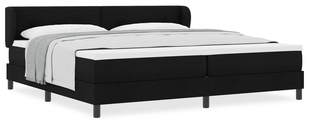 vidaXL Κρεβάτι Box Spring με Στρώμα Μαύρο 200x200 εκ. Υφάσματος