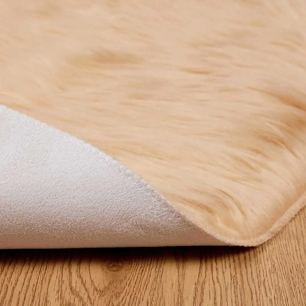 vidaXL Ψεύτικο Δέρμα Προβάτου Χαλί Tafalla Μπεζ Ø 80 cm Πολυεστέρας