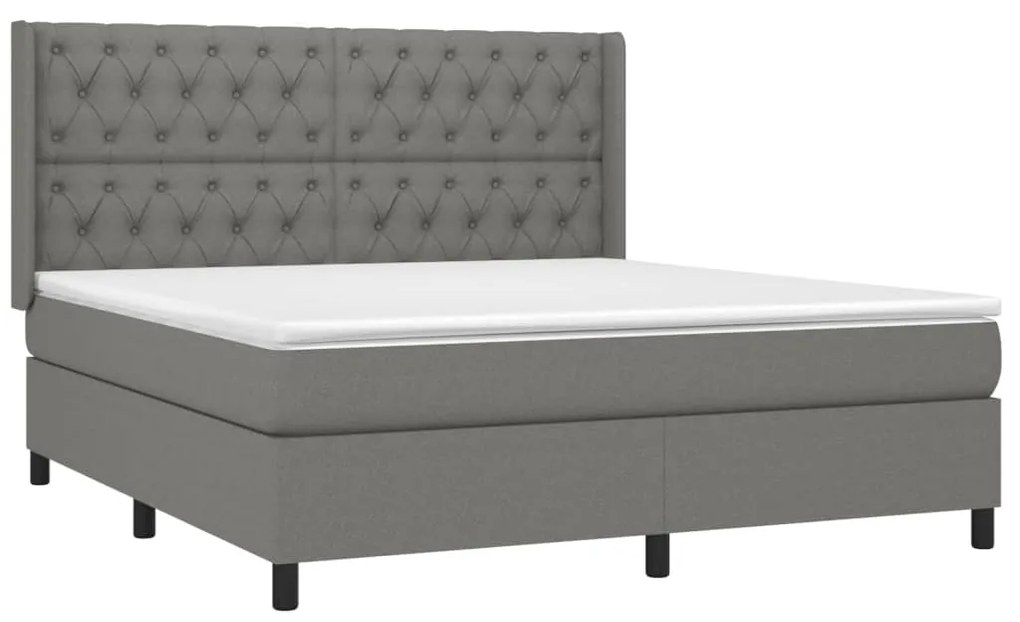 vidaXL Κρεβάτι Boxspring με Στρώμα Σκούρο Γκρι 160x200 εκ Υφασμάτινο