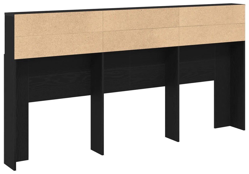 vidaXL Μαύρο κεφαλάκι από ξύλο δρυς, 200 x 19 x 103.5 εκ, Επεξεργασμένο ξύλο