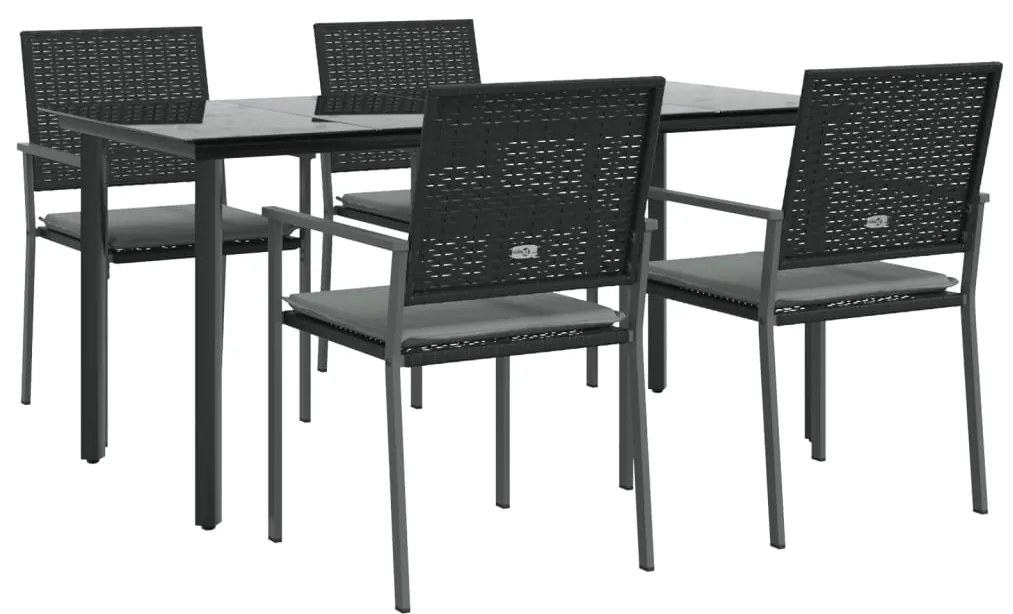 vidaXL Σετ Τραπεζαρίας Κήπου 5 τεμ. Συνθ. Ρατάν / Ατσάλι με Μαξιλάρια