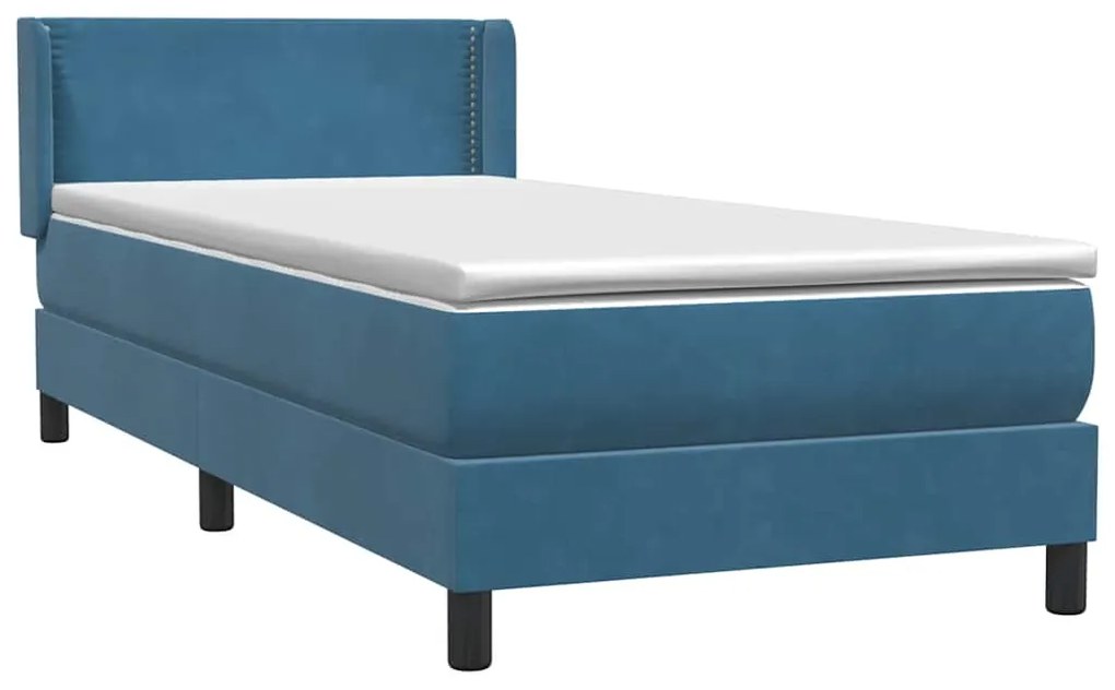 vidaXL Κρεβάτι Boxspring με Στρώμα Σκούρο Μπλε 80x220 εκ. Βελούδινο