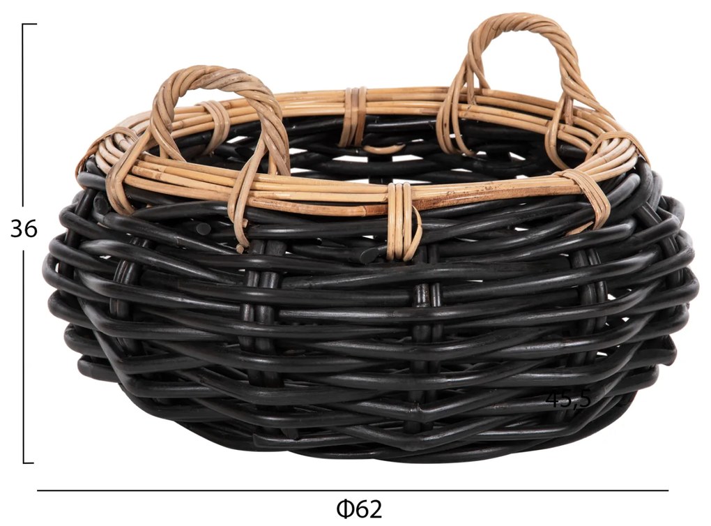 ΚΑΛΑΘΙ ΔΑΠΕΔΟΥ POTTS HM4378 ΜΑΥΡO&amp;ΦΥΣΙΚΟ ΧΡΩΜΑ- CL RATTAN Φ62x36Yεκ.