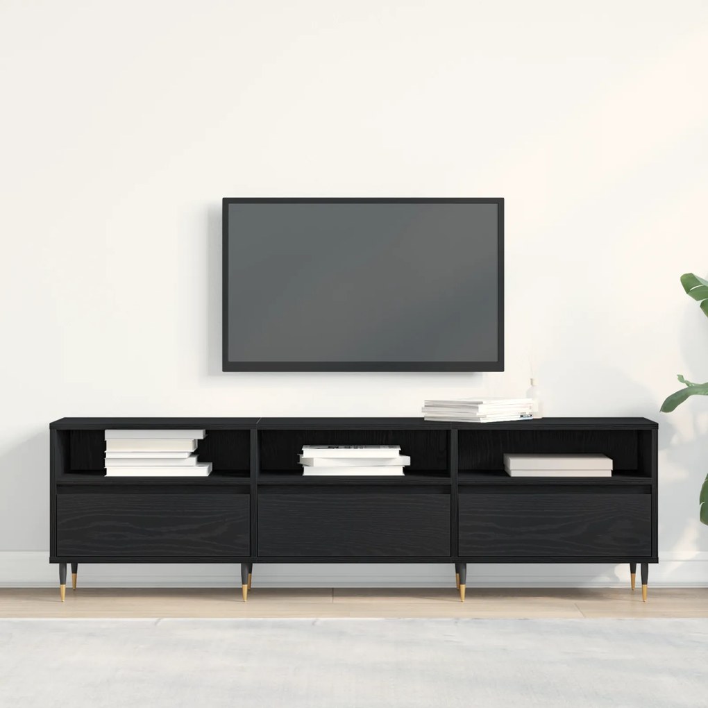 vidaXL Ντουλάπα τηλεόρασης Μαύρο Δρυς 150x30x44,5 εκ Κατασκευασμένο ξύλο