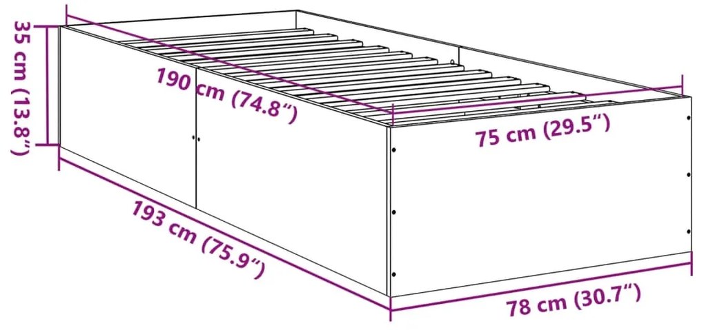 ΠΛΑΙΣΙΟ ΚΡΕΒΑΤΙΟΥ ΓΚΡΙ SONOMA 75X190 ΕΚ. ΕΠΕΞΕΡΓΑΣΜΕΝΟ ΞΥΛΟ 841991