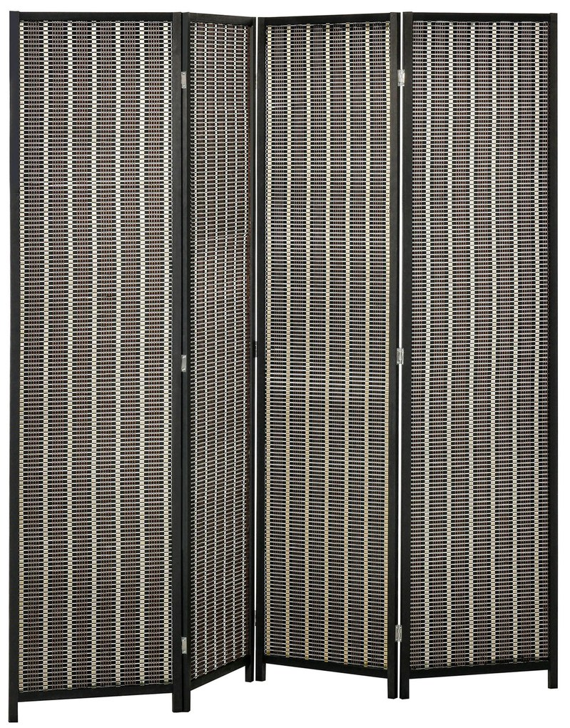 HOMCOM Διαχωριστικό Δωματίου, πτυσσόμενο, Ξύλο πεύκου/Μπαμπού, 180 x 180 cm, Καφέ/Μαύρο