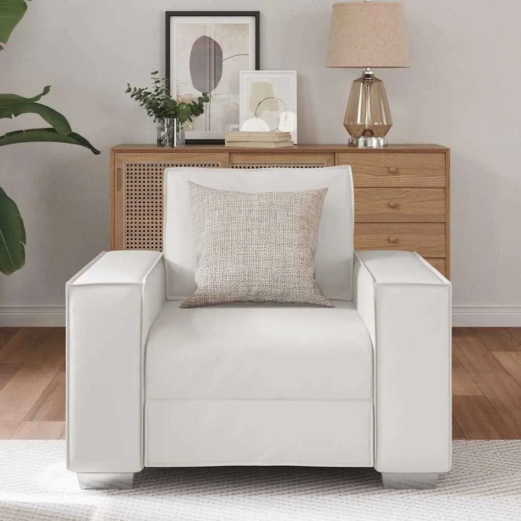 vidaXL Πολυθρόνα-καναπές με μαξιλάρι Λευκό 99 x 78 x 84 εκ. Δερματίνη