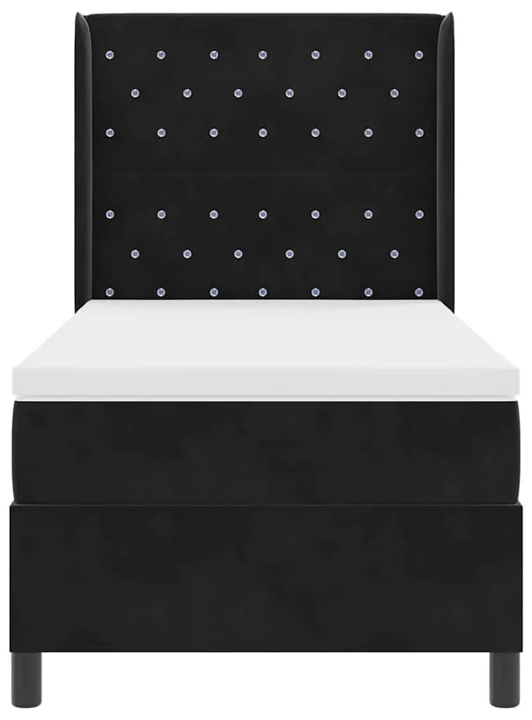 vidaXL Κρεβάτι με ελατήρια με κεφαλάρι Μαύρο 90 x 190 cm Βελούδο