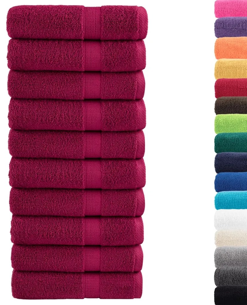 vidaXL Premium Πετσέτες μπάνιου SOLUND 10 τμχ Bordeaux 70x140 εκ. 600 gsm