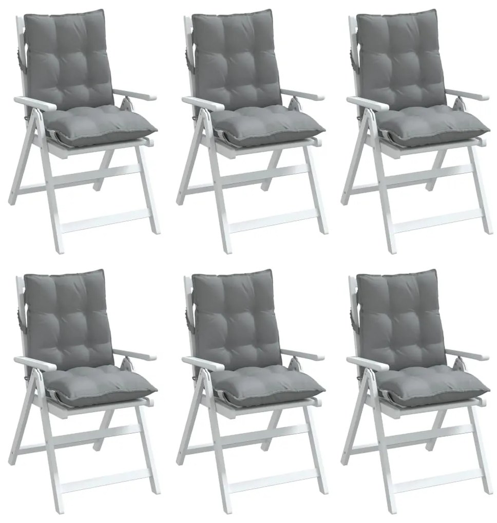 vidaXL Μαξιλάρια Καρέκλας Χαμηλή Πλάτη 6 τεμ. Γκρι Ύφασμα Oxford