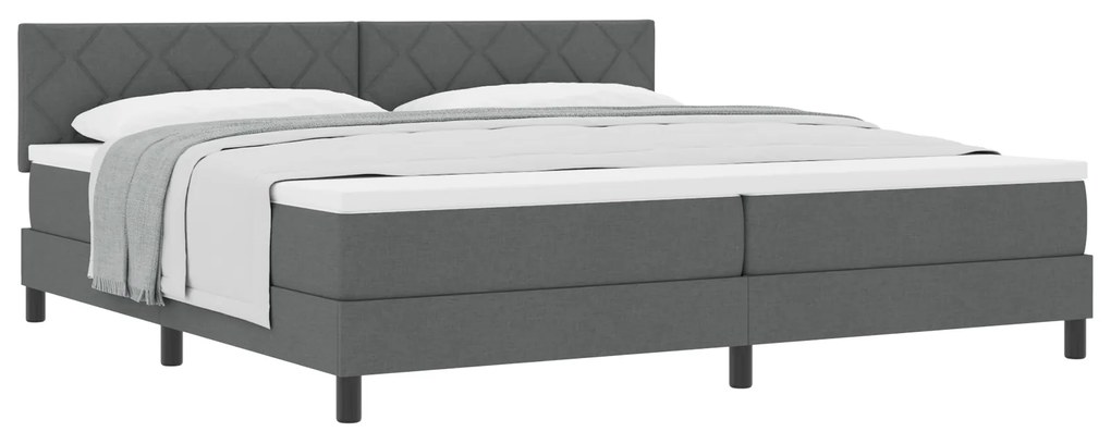 vidaXL Κρεβάτι box spring με στρώμα Σκούρο γκρι 200 x 200 cm ύφασμα