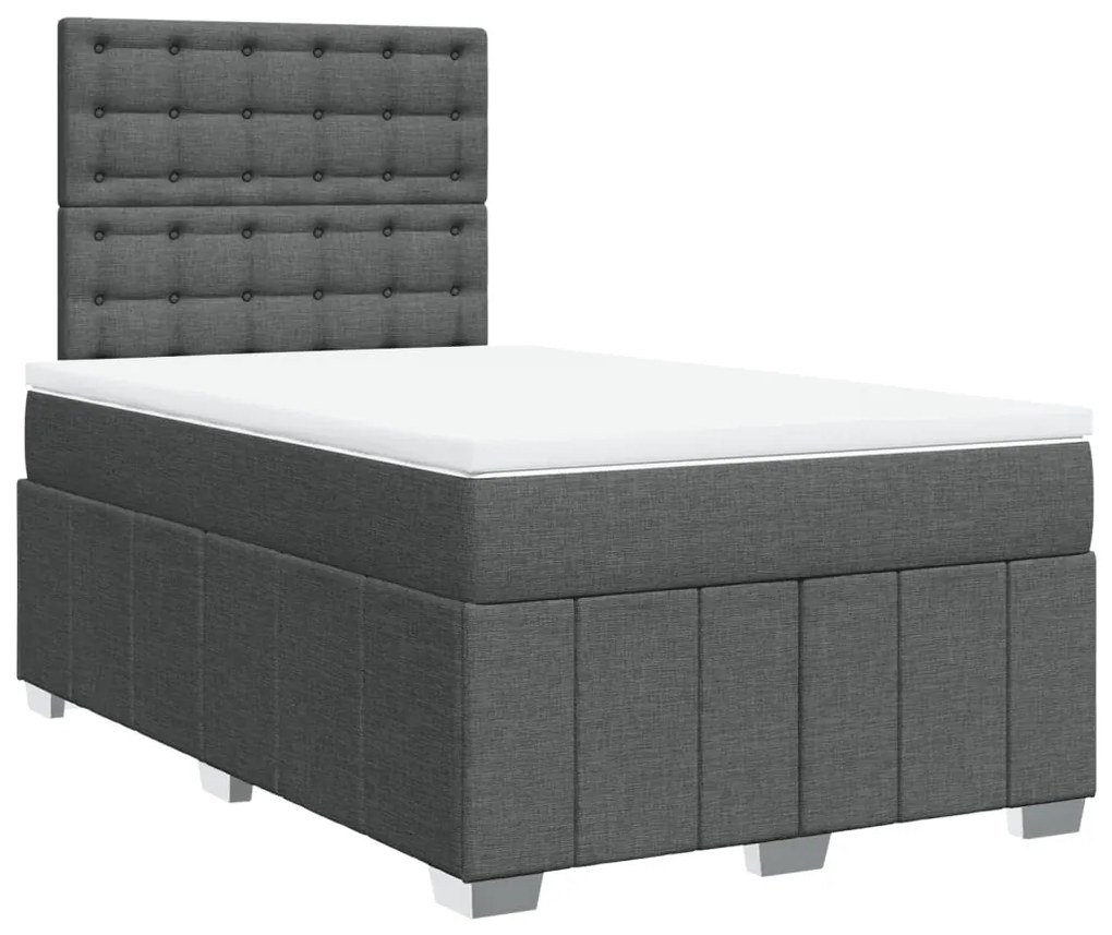 vidaXL Κρεβάτι Boxspring με Στρώμα Σκούρο Γκρι 120x200 εκ. Υφασμάτινο