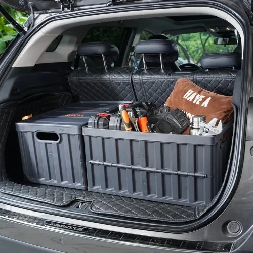 VEVOR Collapsible Storage Bins with Lids, 65L 3 Packs, Folding Plastic Stackable Utility Crates with Handles, Large Heavy Duty Containers for Clothes, Toys, Books, Snack, Shoes, and Grocery Organizing