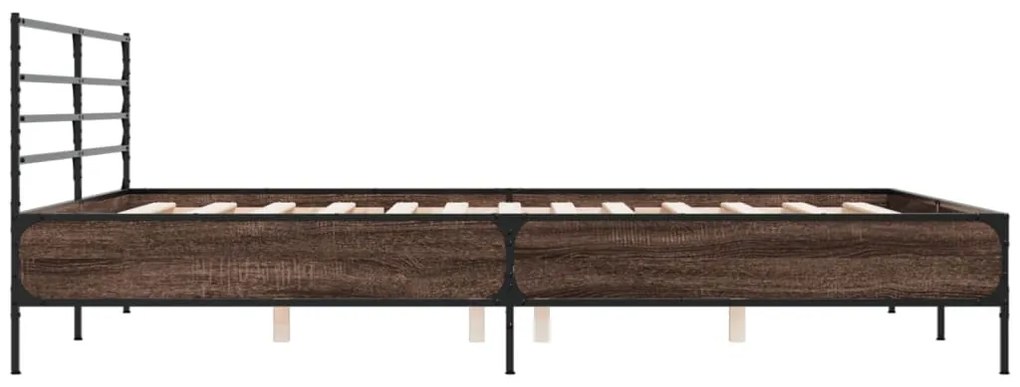 vidaXL Πλαίσιο Κρεβατιού Καφέ Δρυς 180x200 εκ. Επεξ. Ξύλο &amp; Μέταλλο