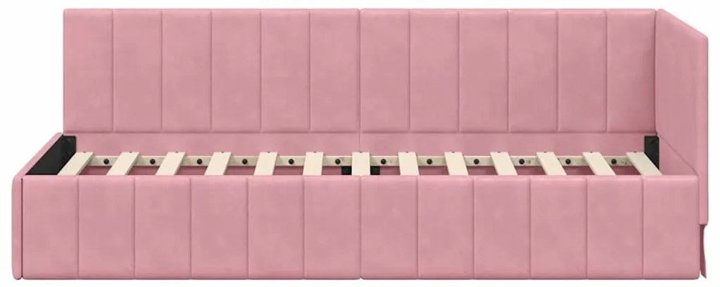 vidaXL Κρεβάτι Γωνίας με κεφαλάρι Ροζ 80 x 200 cm Βελούδο