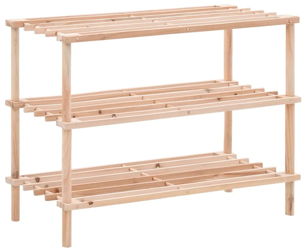 vidaXL Παπουτσοθήκη με 3 Ράφια από Μασίφ Ξύλο Ελάτης