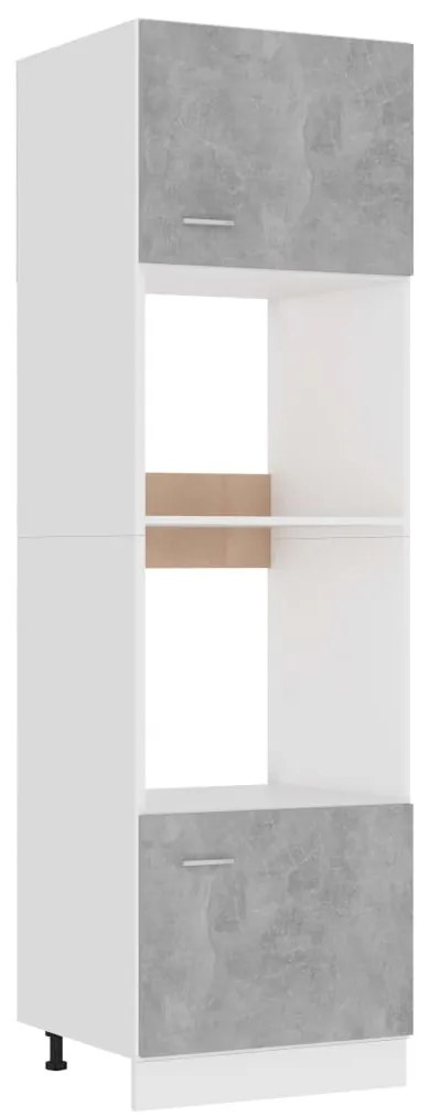 vidaXL Ντουλάπι Φούρνου Μικροκυμάτων Γρκι Σκυρ. 60x57x207εκ Επεξ Ξύλο