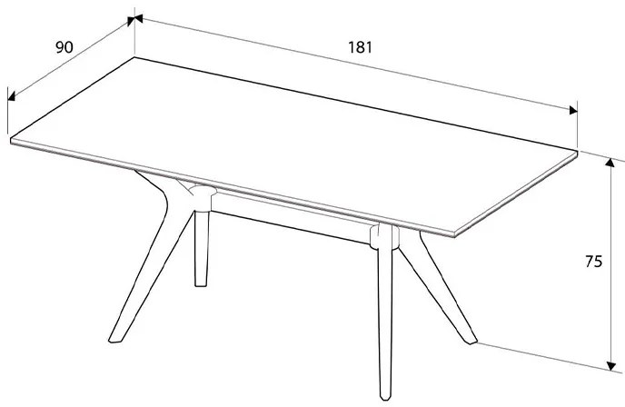 Τραπέζι Luna Megapap χρώμα florida oak 181x90x75εκ.