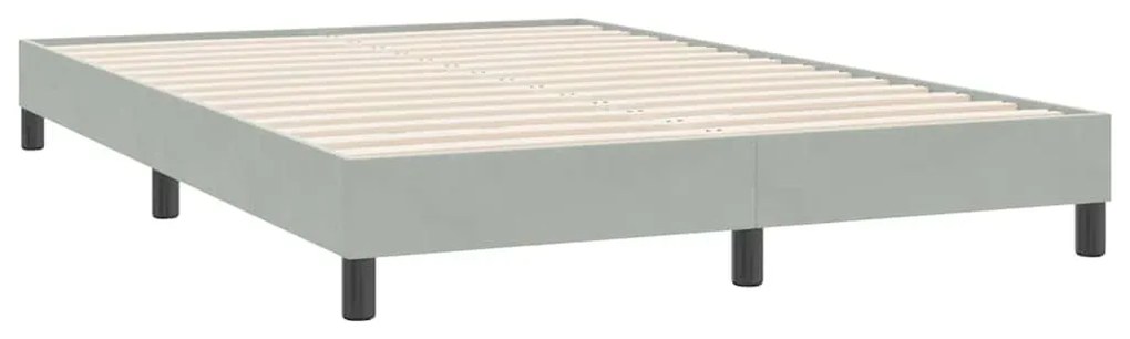 Κρεβάτι Boxspring με Στρώμα Ανοιχτό Γκρι 140x220 εκ. Βελούδινο - Γκρι