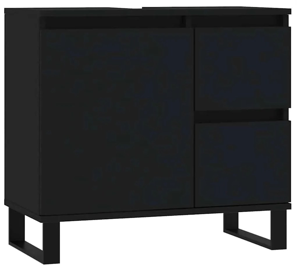 vidaXL Ντουλάπι Μπάνιου Μαύρο 65x33x60 εκ. Επεξεργασμένο Ξύλο
