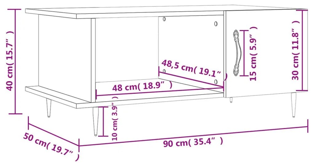 Τραπεζάκι Σαλονιού Καφέ Δρυς 90x50x40 εκ. Επεξεργασμένο Ξύλο - Καφέ