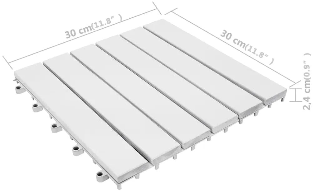 vidaXL Πλακάκια Deck 10 τεμ. Λευκά 30 x 30 εκ. από Μασίφ Ξύλο Ακακίας