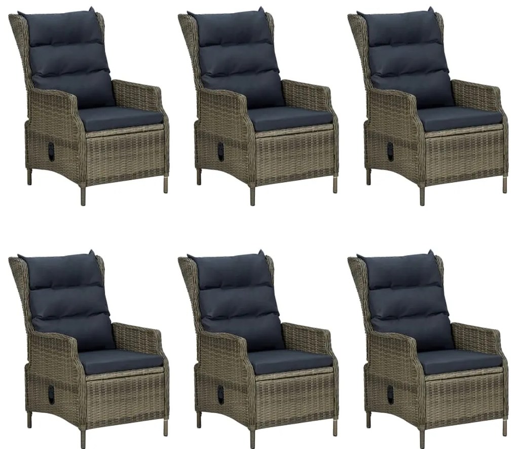 vidaXL Σετ Τραπεζαρίας Εξ. Χώρου 7 τεμ. Καφέ Συνθ. Ρατάν με Μαξιλάρια