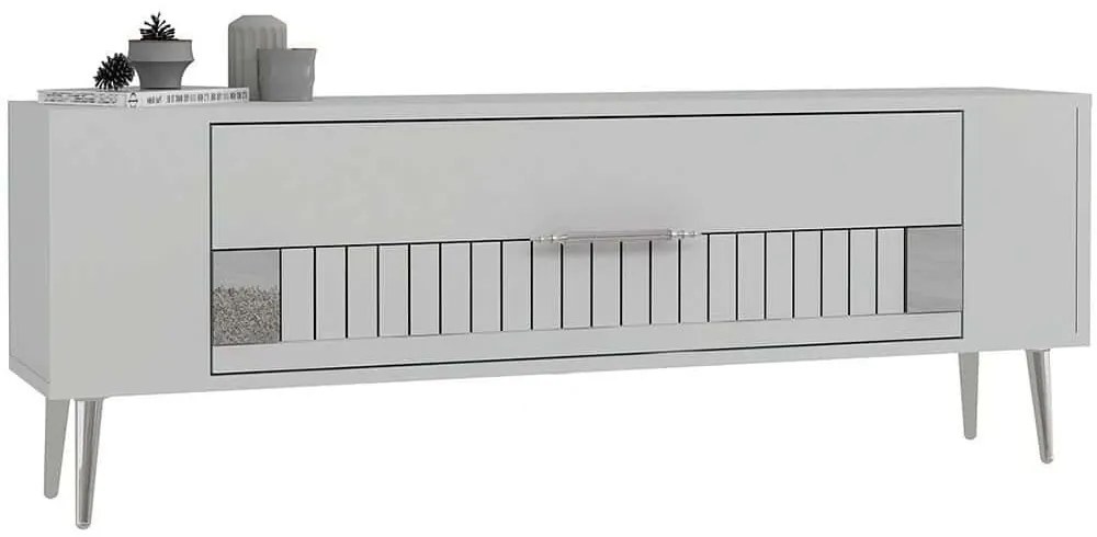 Έπιπλο Τηλεόρασης Retrolp 475OLV2948 120x26,4x48,2cm White-Silver