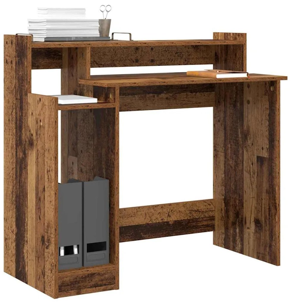 vidaXL Γραφείο με ράφι Παλιό ξύλο 97 x 45 x 90 εκ. Επεξεργασμένο ξύλο