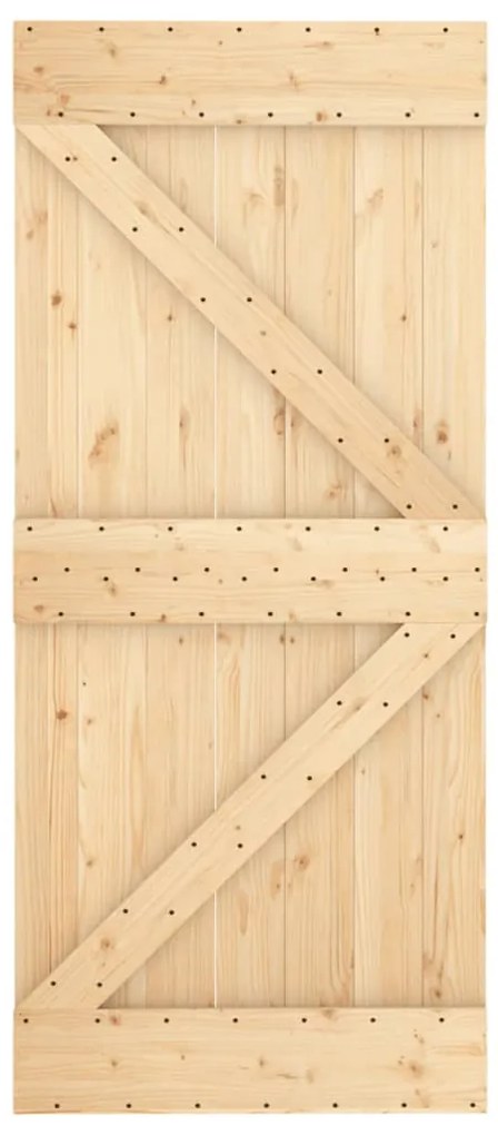 vidaXL Συρόμενη Μεσόπορτα με Μηχανισμό 90 x 210 εκ. Μασίφ Ξύλο Πεύκου